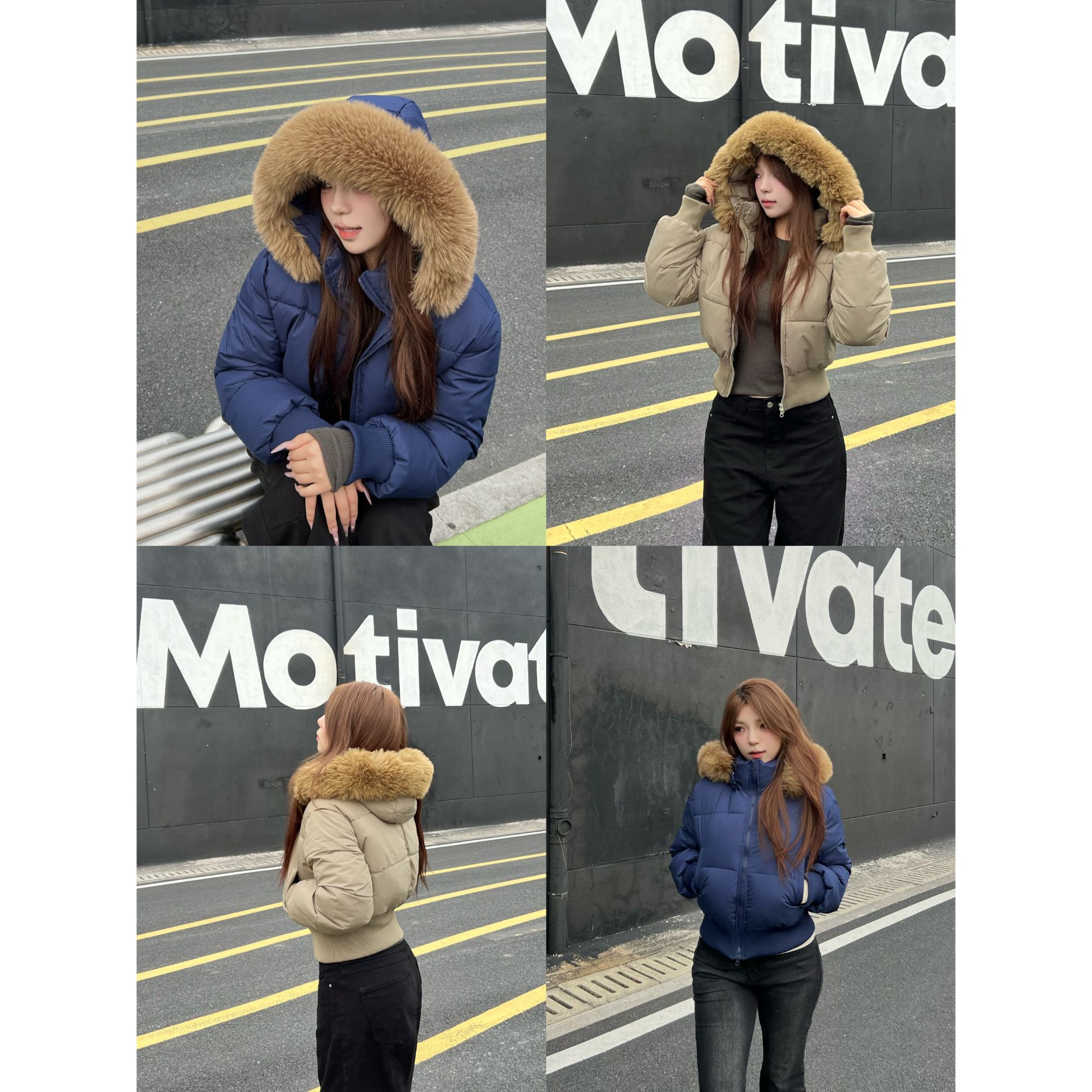卤蛋公主 【肯豆棉服】短款面包服冬季新款毛领连帽外套收腰棉衣女
