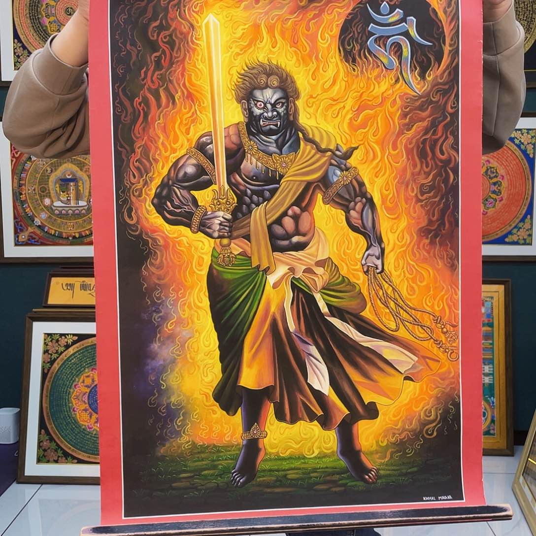 卷轴画手绘唐卡 不动明王