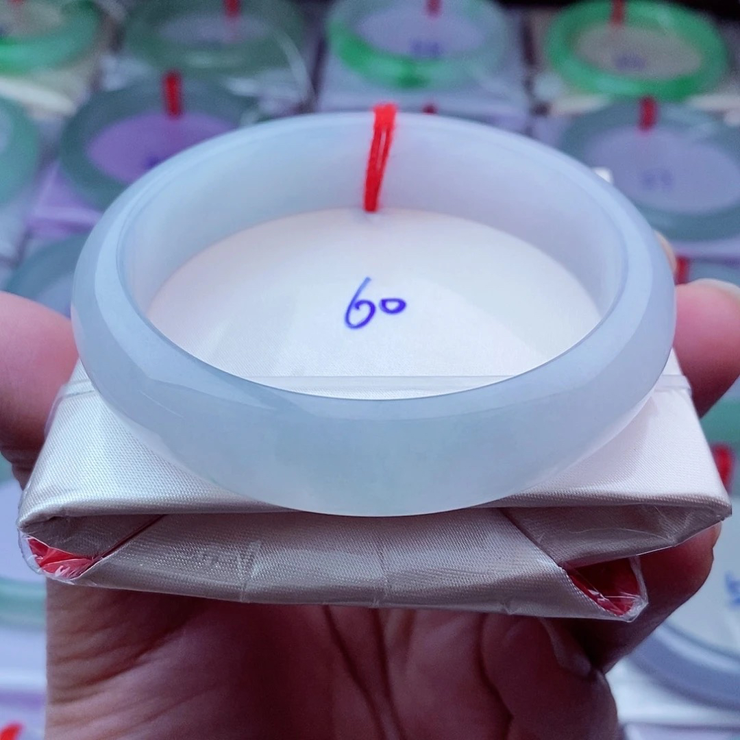 0007编60冰紫底轮胎冰清玉洁气质典藏天然缅甸翡翠A货60，14.1，8.0