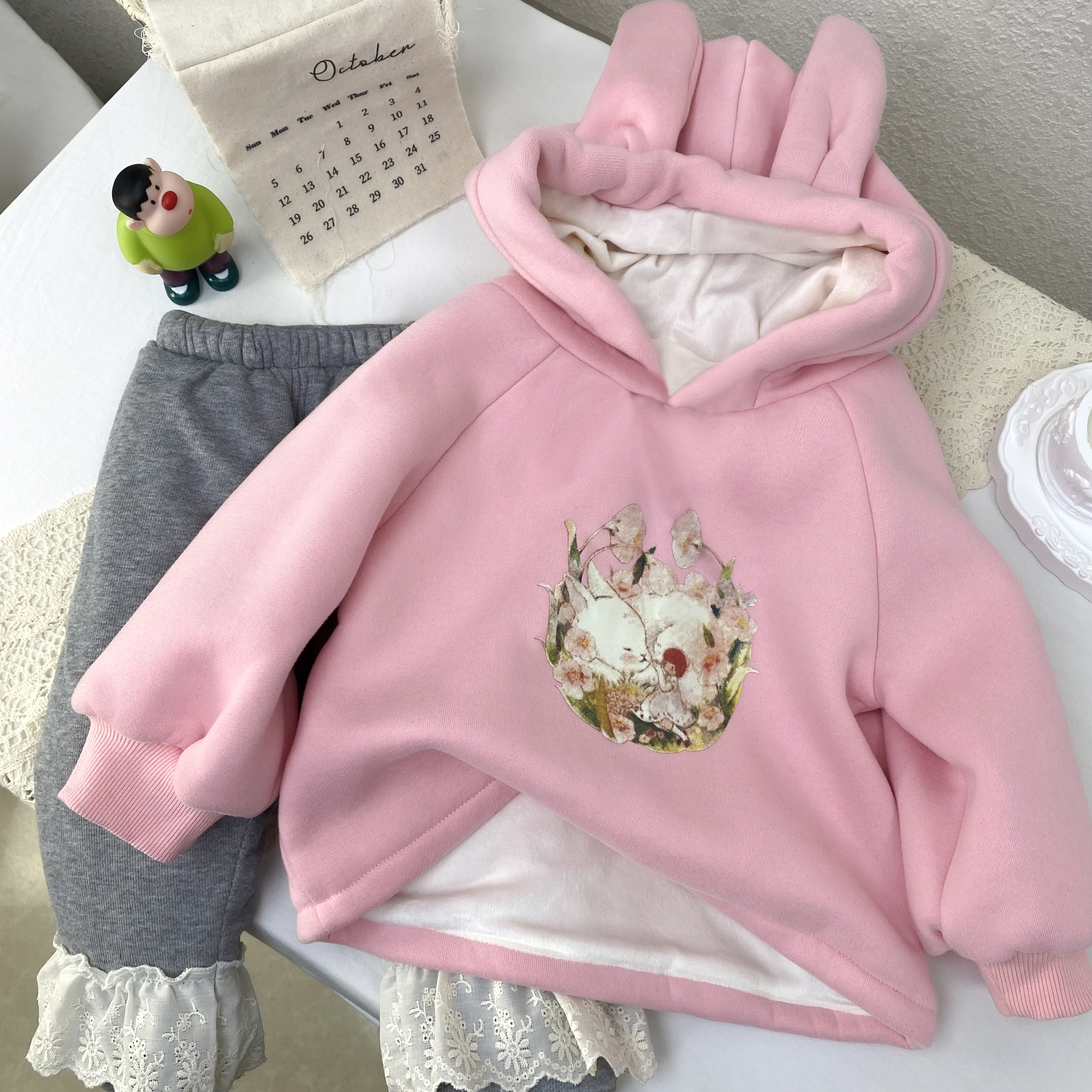 【加绒加厚】秋冬款女宝套头小棉袄加绒加厚可爱兔卫衣ZSJ-J-D12