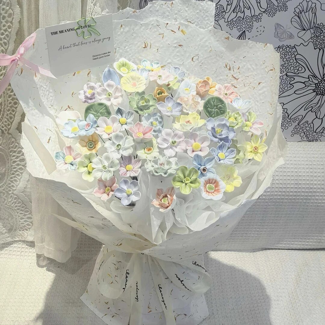 成品发货景德镇陶瓷花手工永生花创意生日礼物女生送闺蜜送女朋友