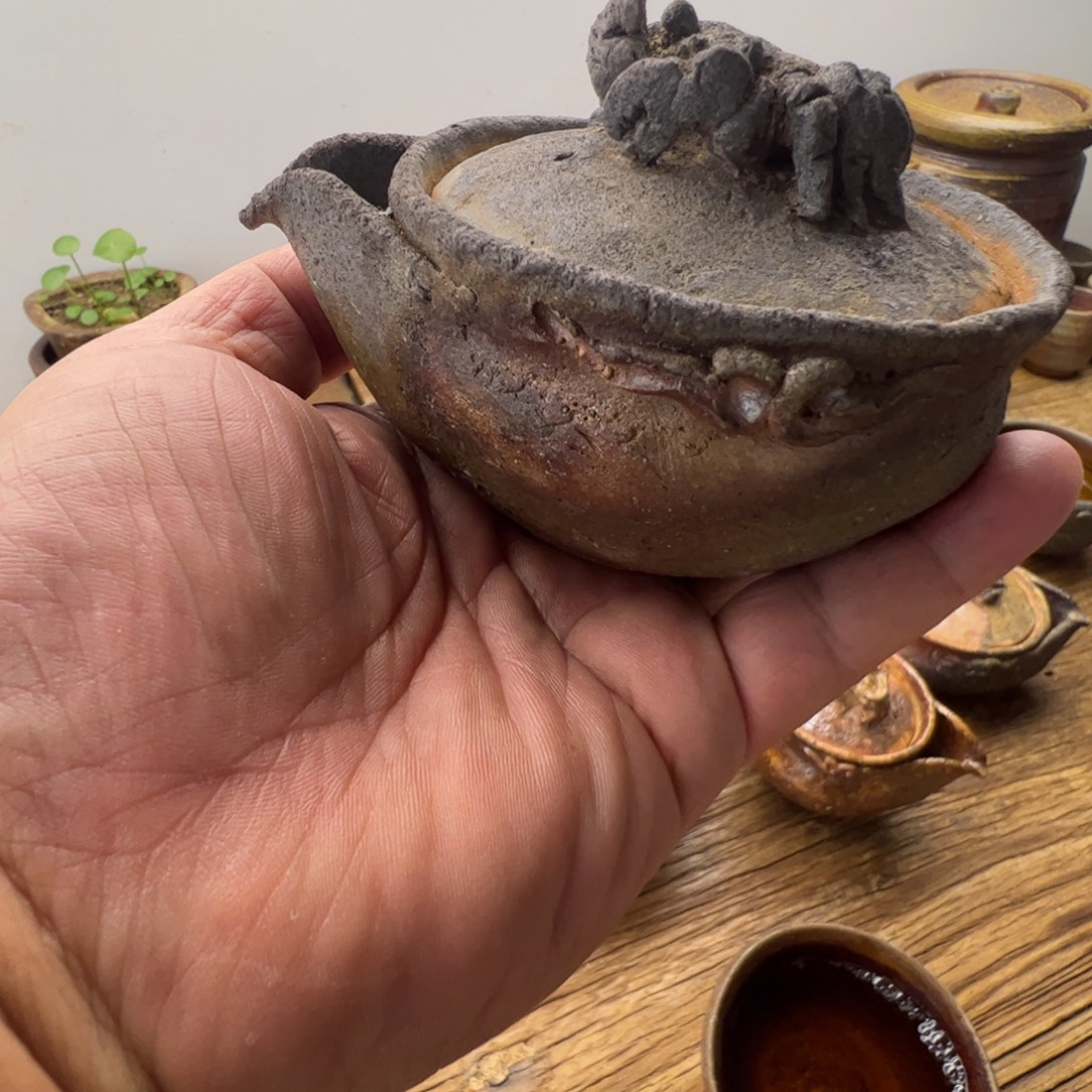 森丁斋备前烧螃蟹宝瓶