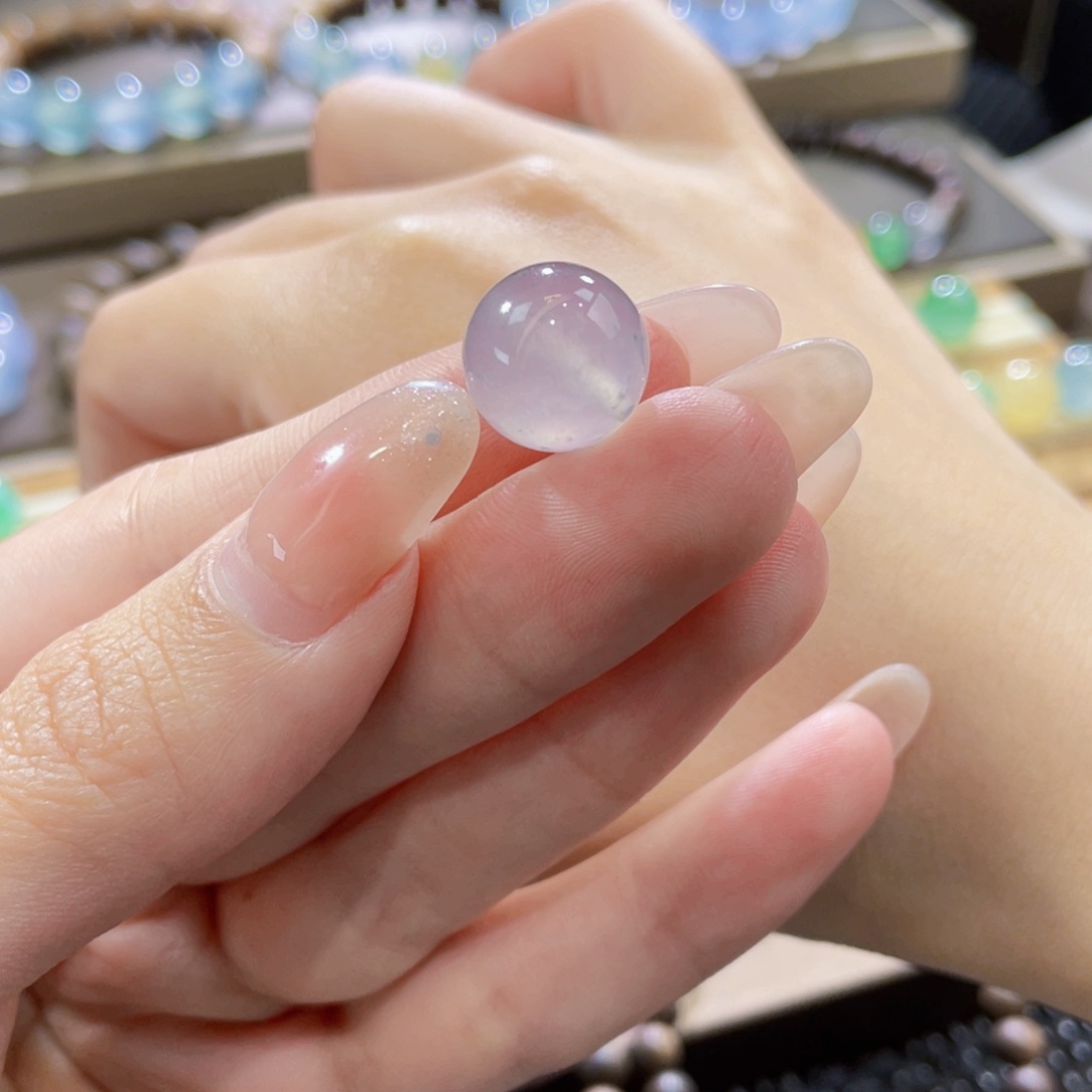 翡翠未镶嵌手链卡12.8粉咖