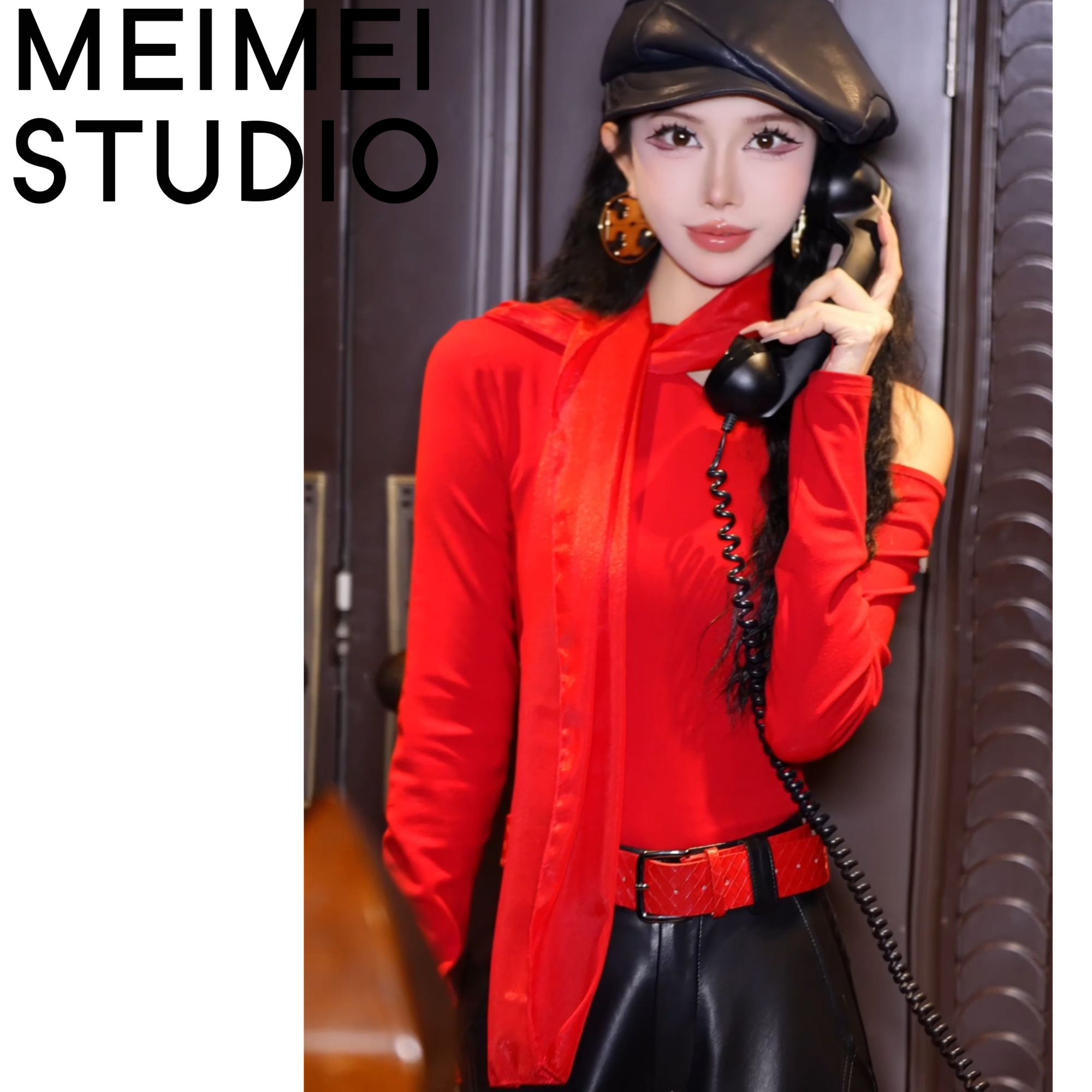 MEIMEI STUDIO 冬季欧货新款时尚百搭打底拼纱上衣445-61271095  