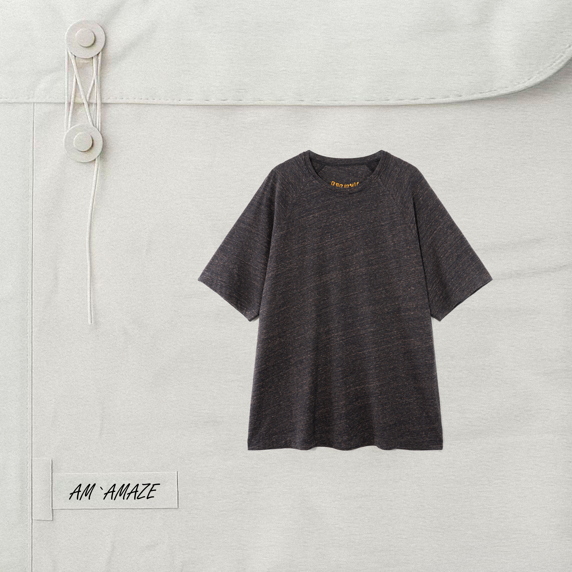 AM.AMAZE拼色落肩袖宽松型休闲风印花圆领宽松百搭T恤LF35N022