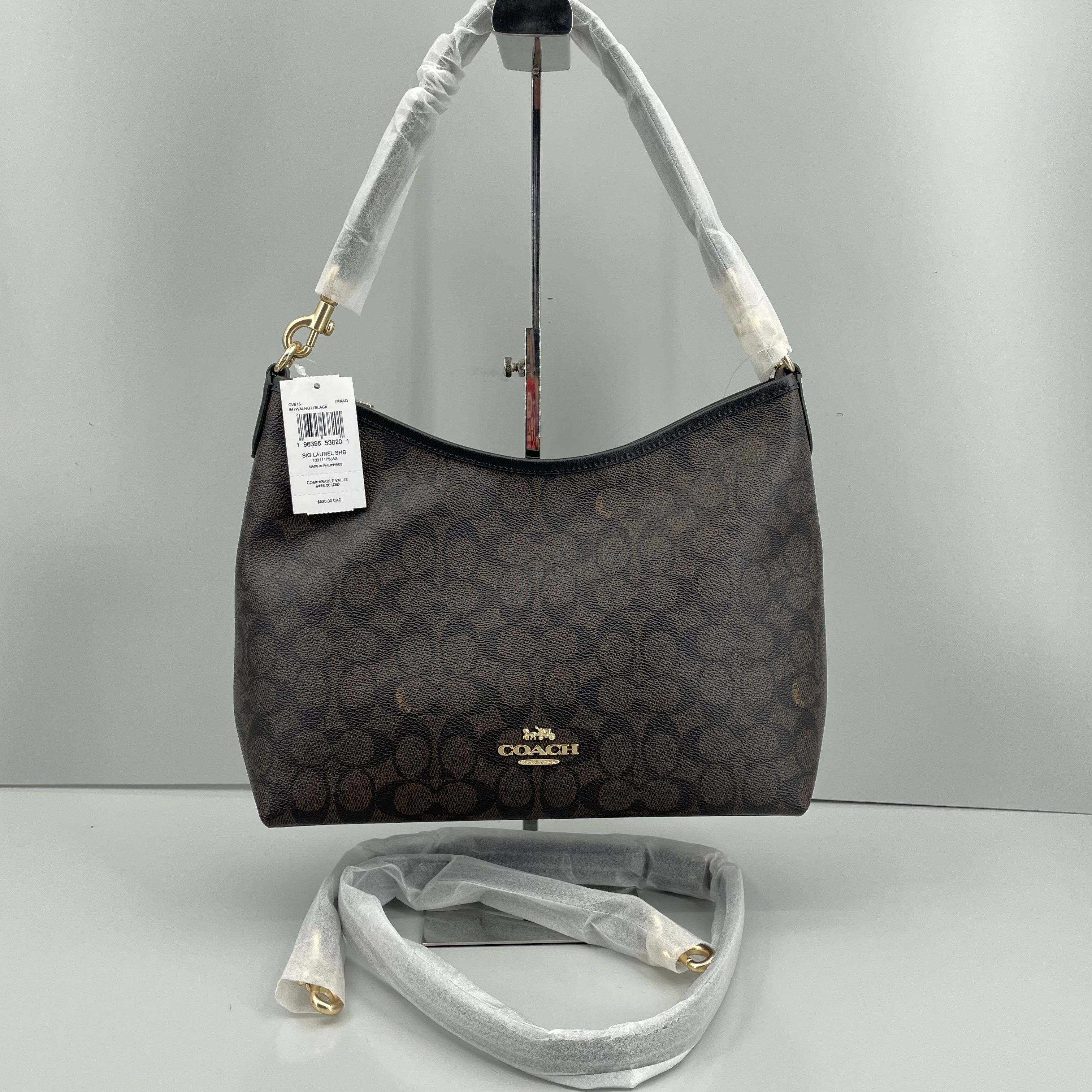 99新 COACH/蔻驰 小林/laurel31黑老花流浪包31*22*11cmB121701