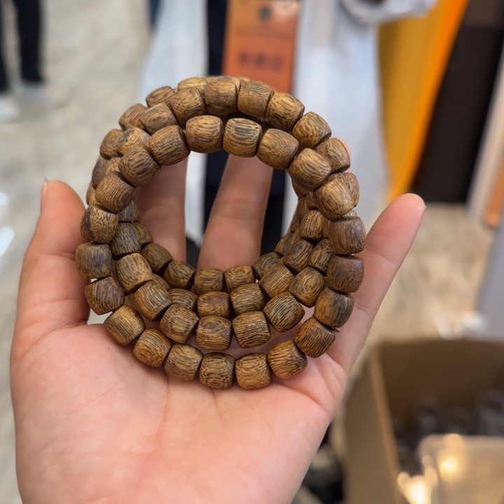 沉香手串99沉海南老白棋金丝油直纹鼓珠单圈9mm7g多样性发一