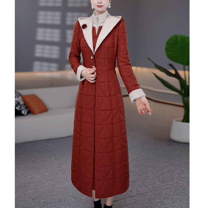 DBF-25B326MJ 新款两件套气质轻奢夹棉加厚中长款连衣裙 M-5XL