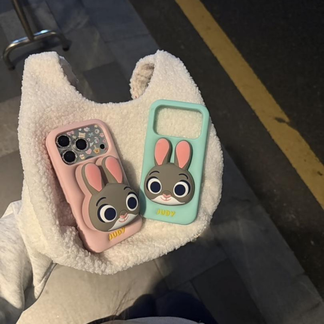 创意粉绿硅胶朱迪脑袋支架适用iPhone17pro手机壳苹果16pro新款15