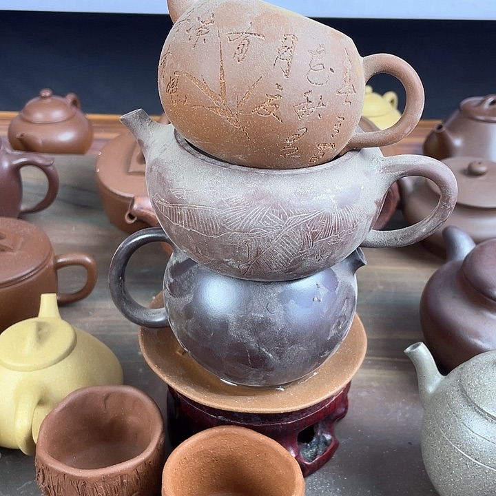 紫砂茶壶处理三个