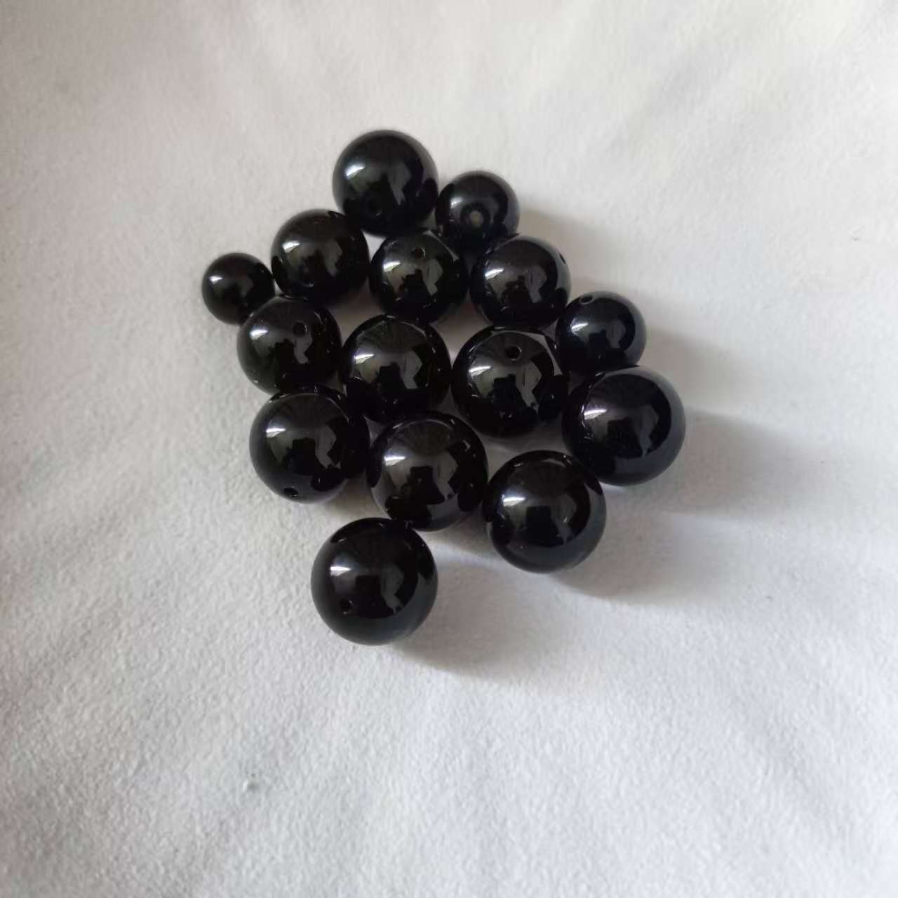 天然黑水晶黑色水晶单珠圆珠 DIY手串串珠文玩手串配饰