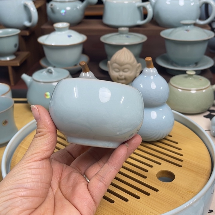 俊***哥汝州原矿原釉手工银杏杯两个