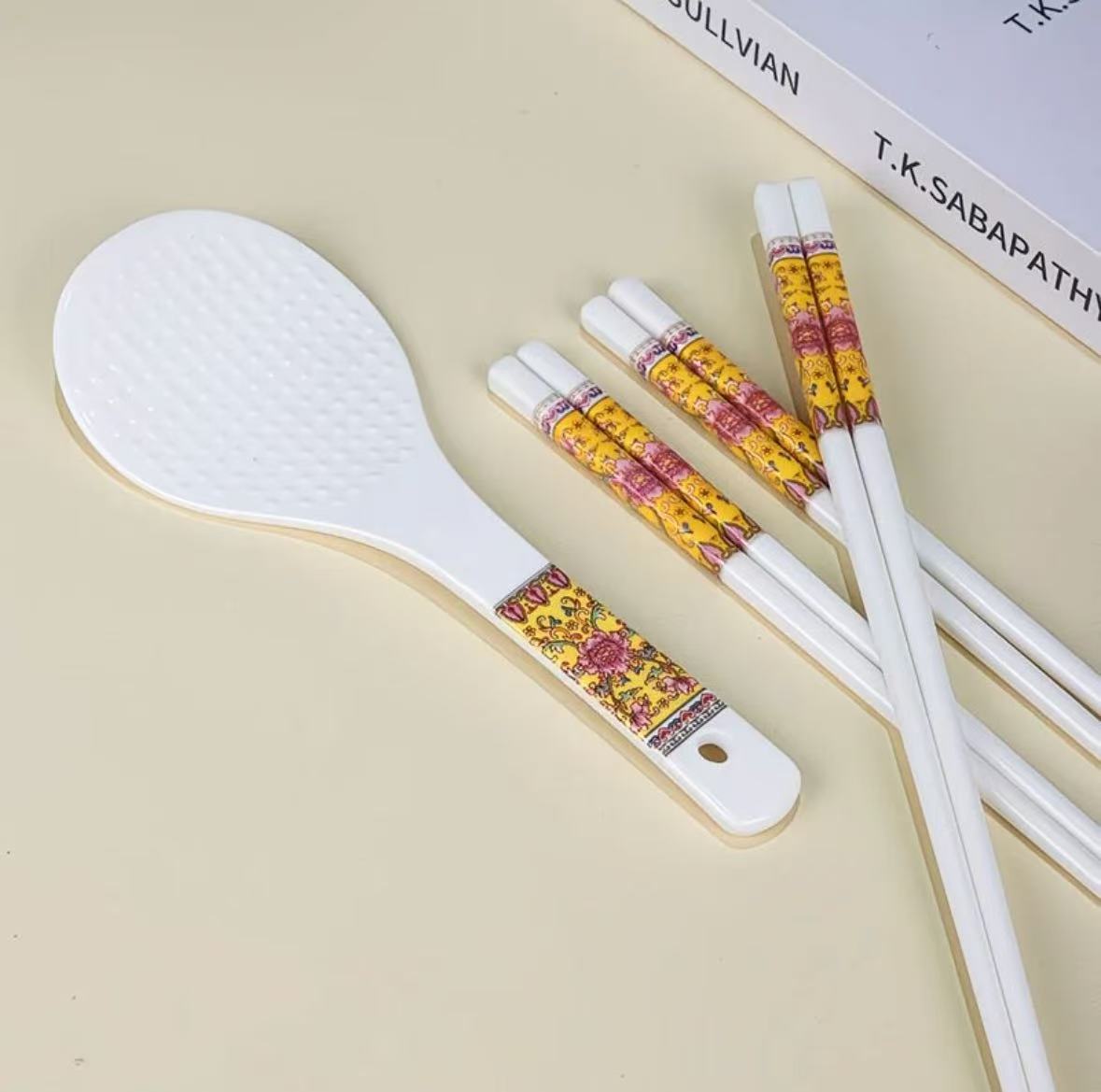 景德镇陶瓷帝王黄筷子10双加勺子