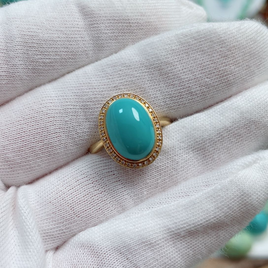 绿松石珠宝奇石18K金镶嵌