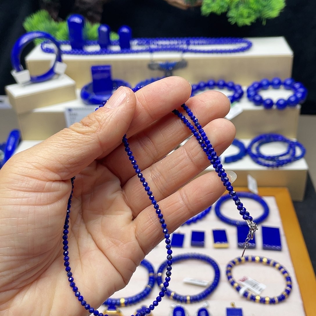 青金石项链2.5mm银S925镶嵌