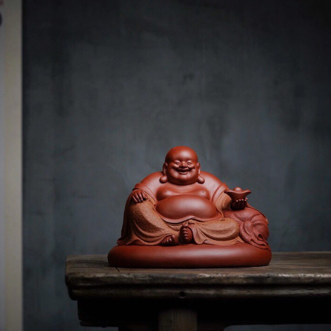 宜兴紫砂名家开心笑佛摆件