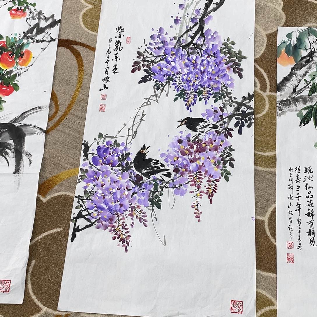 国画蓝**雨定制作品孙怀山画心