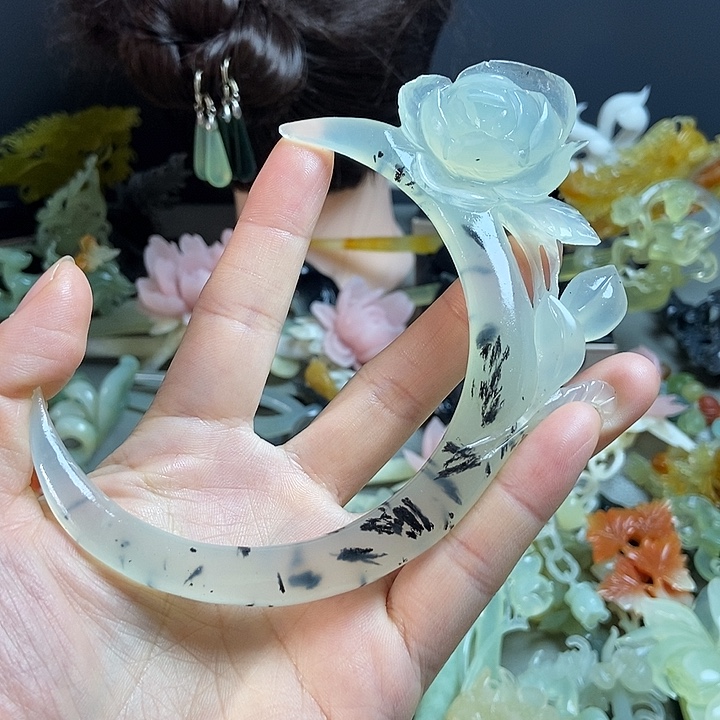 岫玉未镶嵌发簪发簪