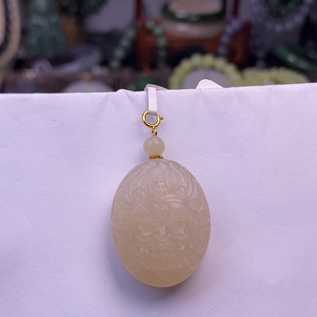 和田玉福利价熟藕粉金镶大黑天未镶嵌