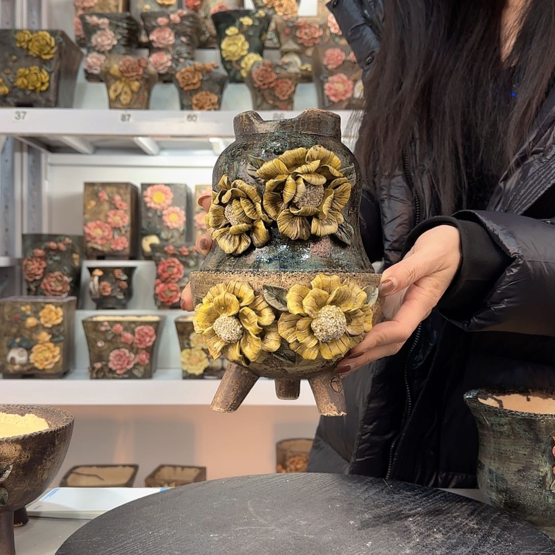 红陶一*猪青默花器花盆