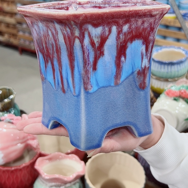 有孔.凑满10元发货多肉陶瓷花盆！