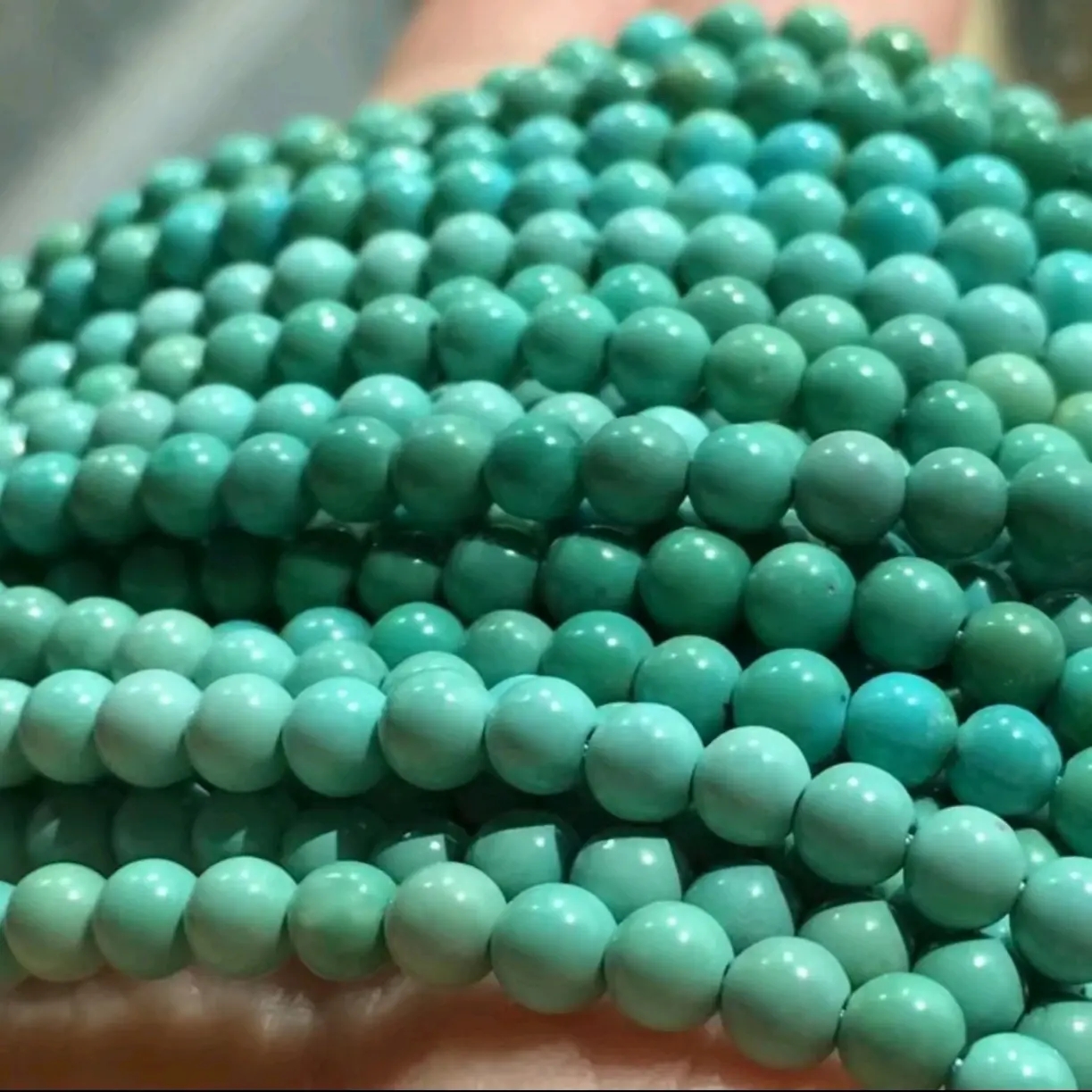 湖北十堰市原矿手链单圈高瓷蓝老型珠手串果冻玉化料