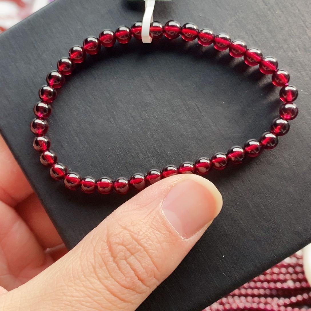 石榴石手链未镶嵌5mm老矿精品紫酒红