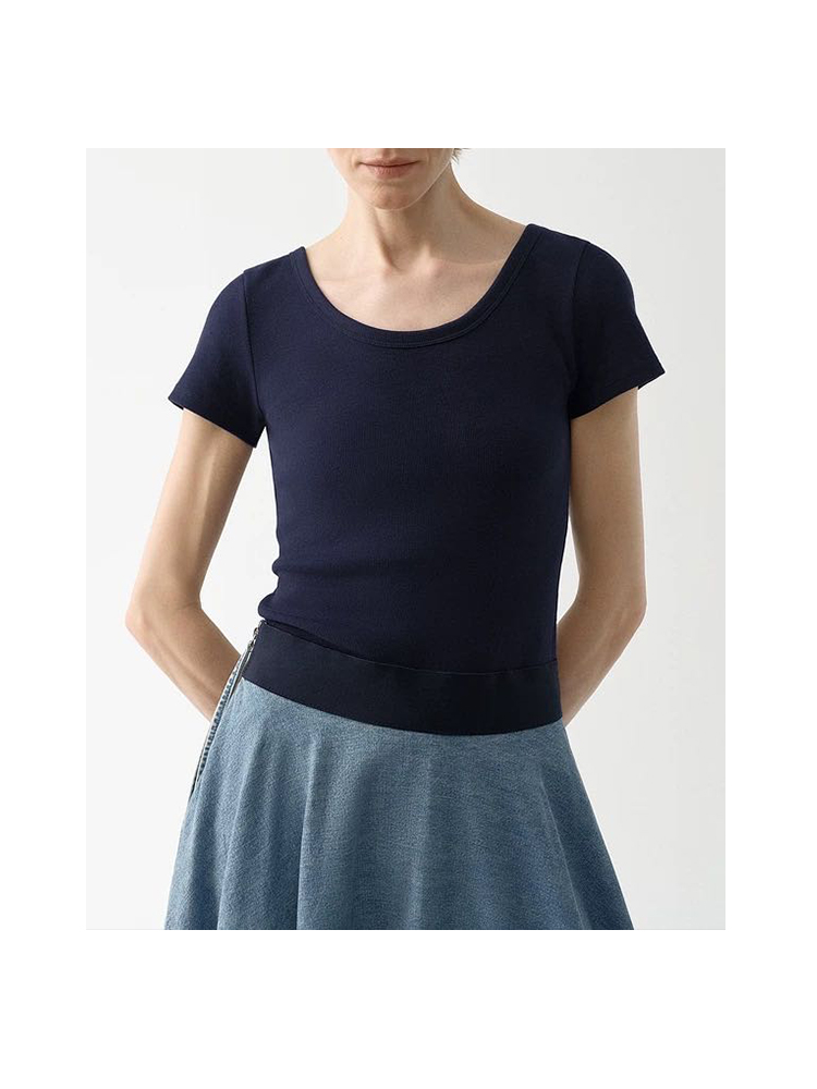 【百万严选】ED夏日锁骨杀！前后两穿 修身显瘦U领短袖~T2782