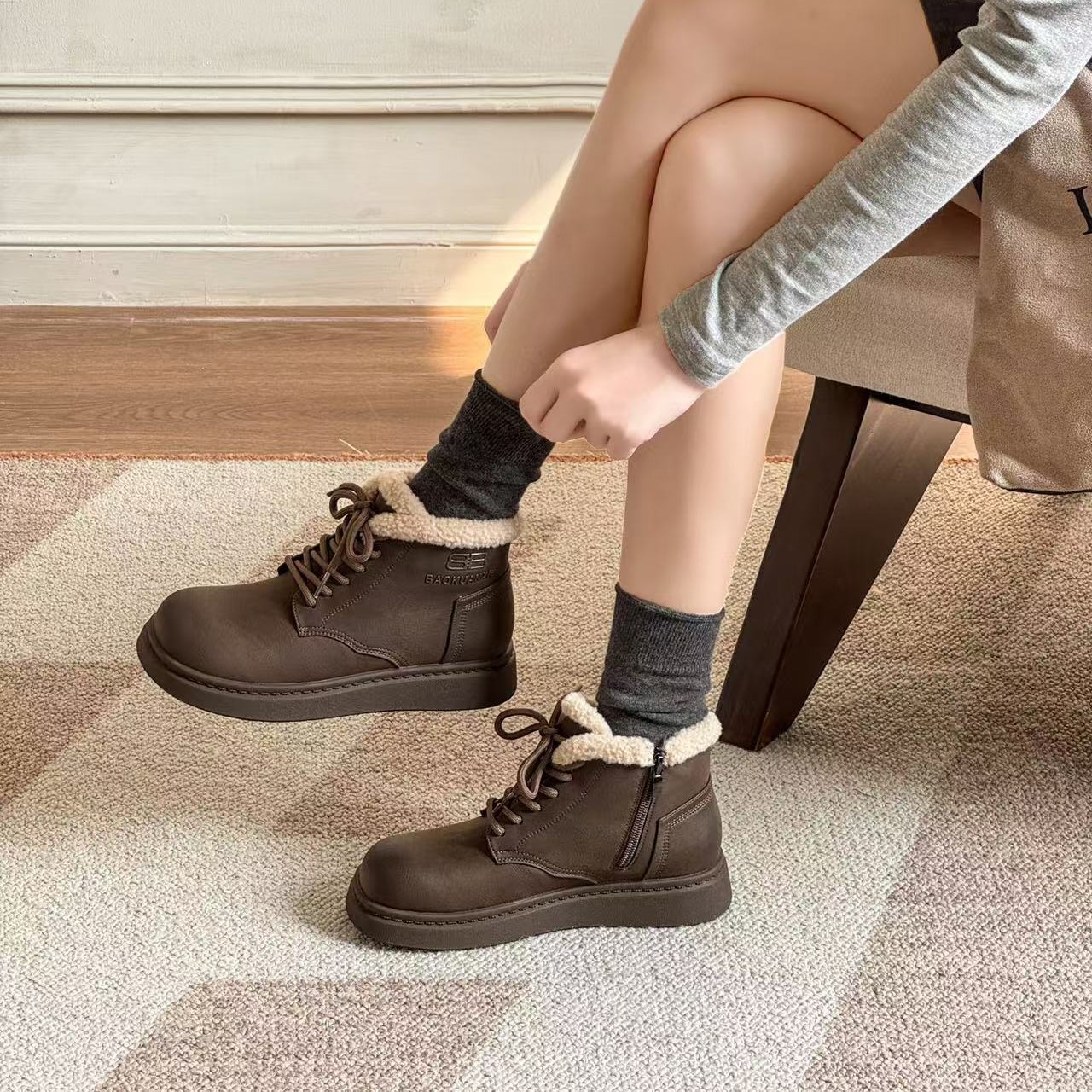 17832-6平底马丁靴加绒