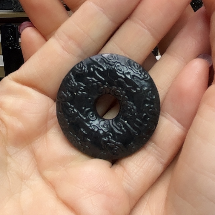 用***1和田玉（墨玉）未镶嵌手链平安扣