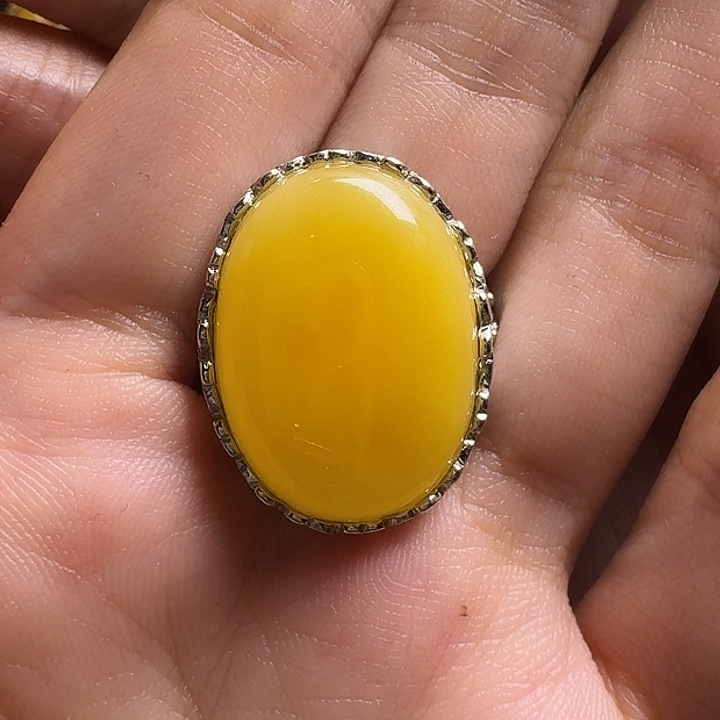 蜜蜡银S925镶嵌戒指戒指