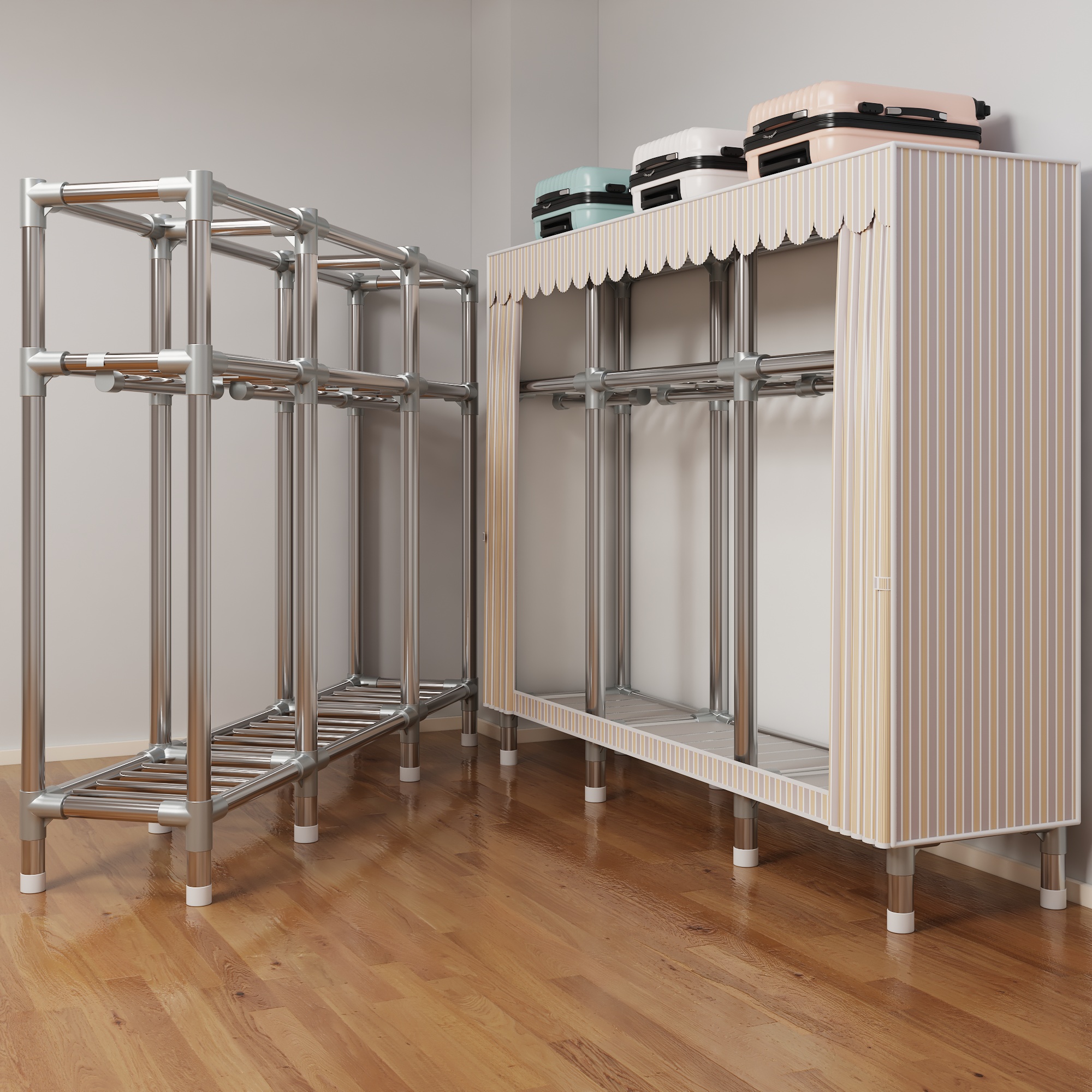 合金接头简易衣柜家用卧室出租房用钢管布衣柜结实耐用收纳衣橱