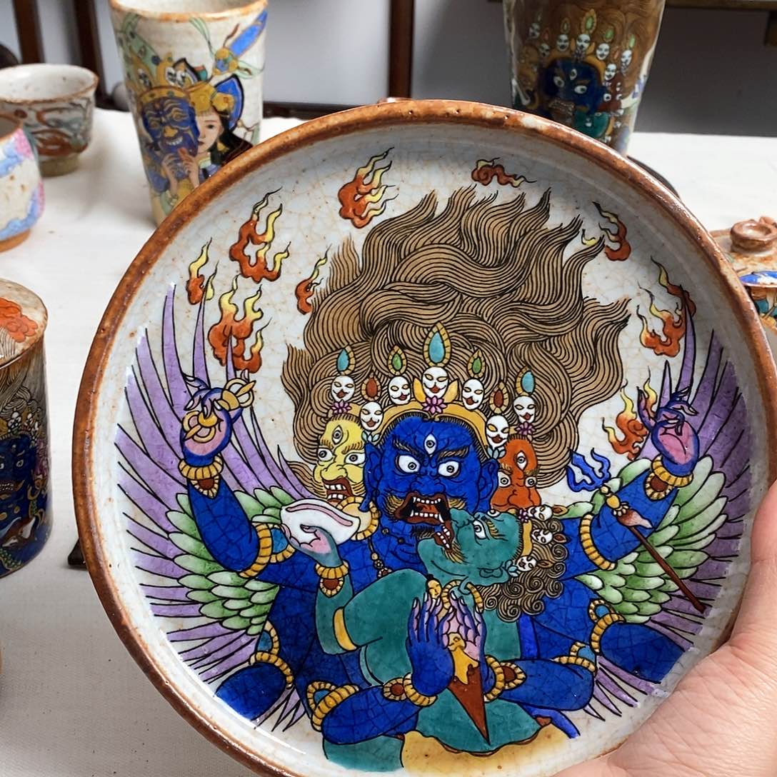 手工手绘普巴金刚茶盘