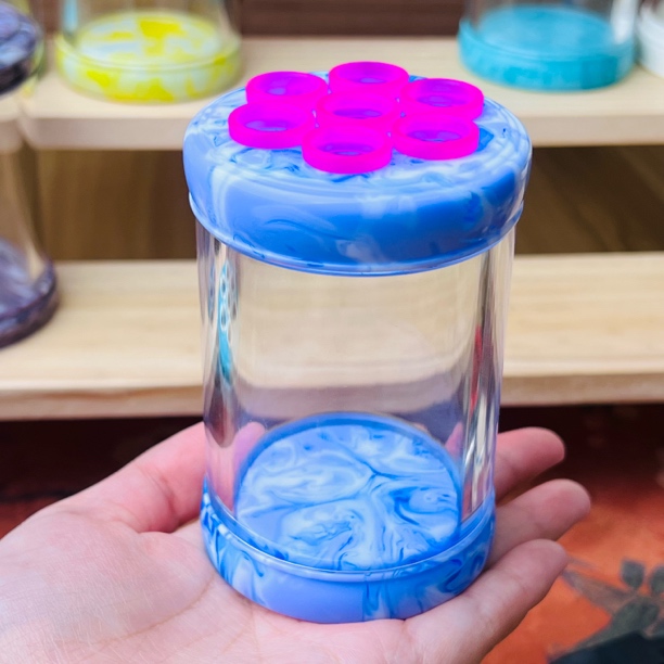 青峰出品-60蓝粉圈搅色蝈蝈罐手工鸣虫虫具