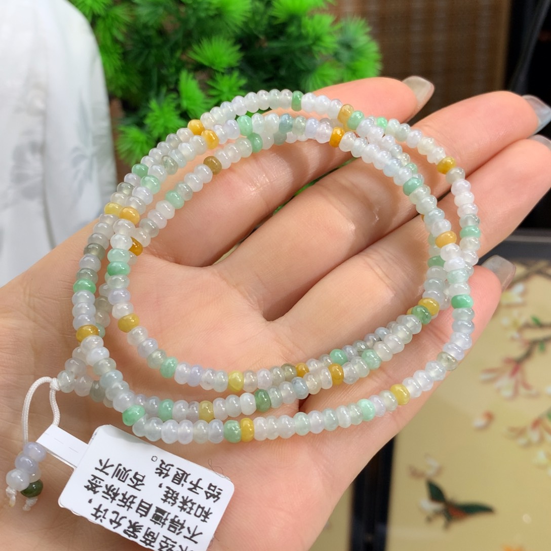 翡翠手链未镶嵌冰胶多宝算盘项链卡4m m