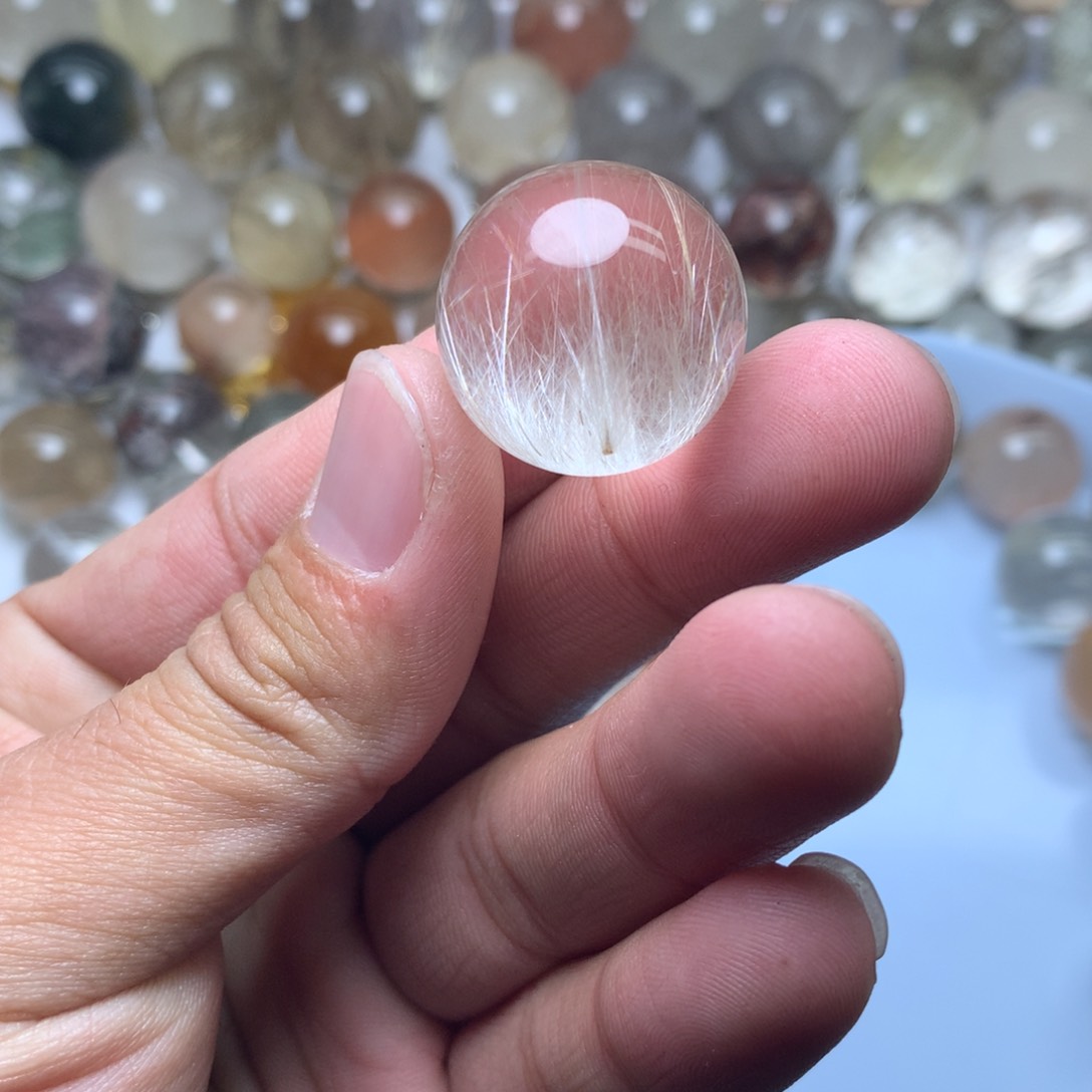 水晶珠宝半成品未镶嵌翟*白兔毛球