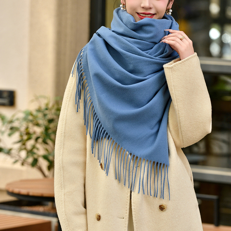 可爱双面文艺休闲风女保暖外搭围巾自然冬季