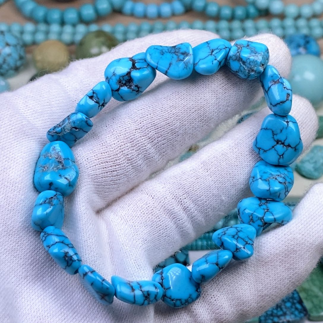 绿松石乌蓝花手串未镶嵌