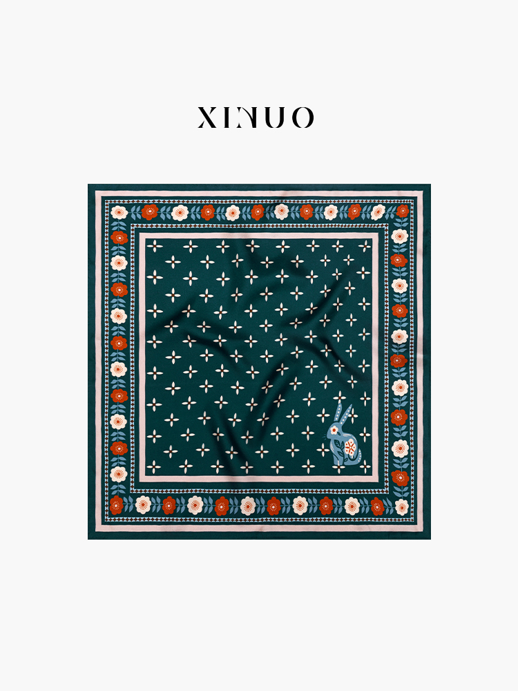 xinuosichou惜诺  随想花园复古真丝丝巾女2025新款 小方巾高级感