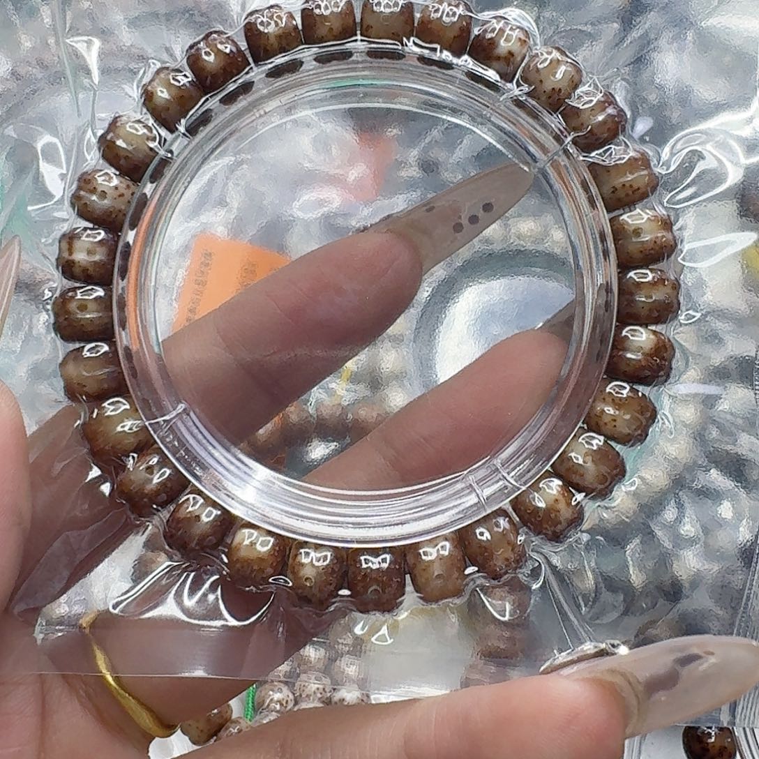 m***1星月菩提手串87传说粉皮遇华星月菩提汉堡珠9×7单圈