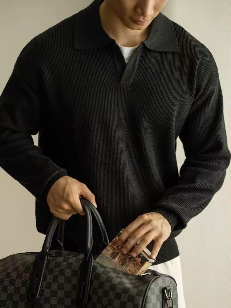 老钱风三色海鸥领毛衣针织衫 