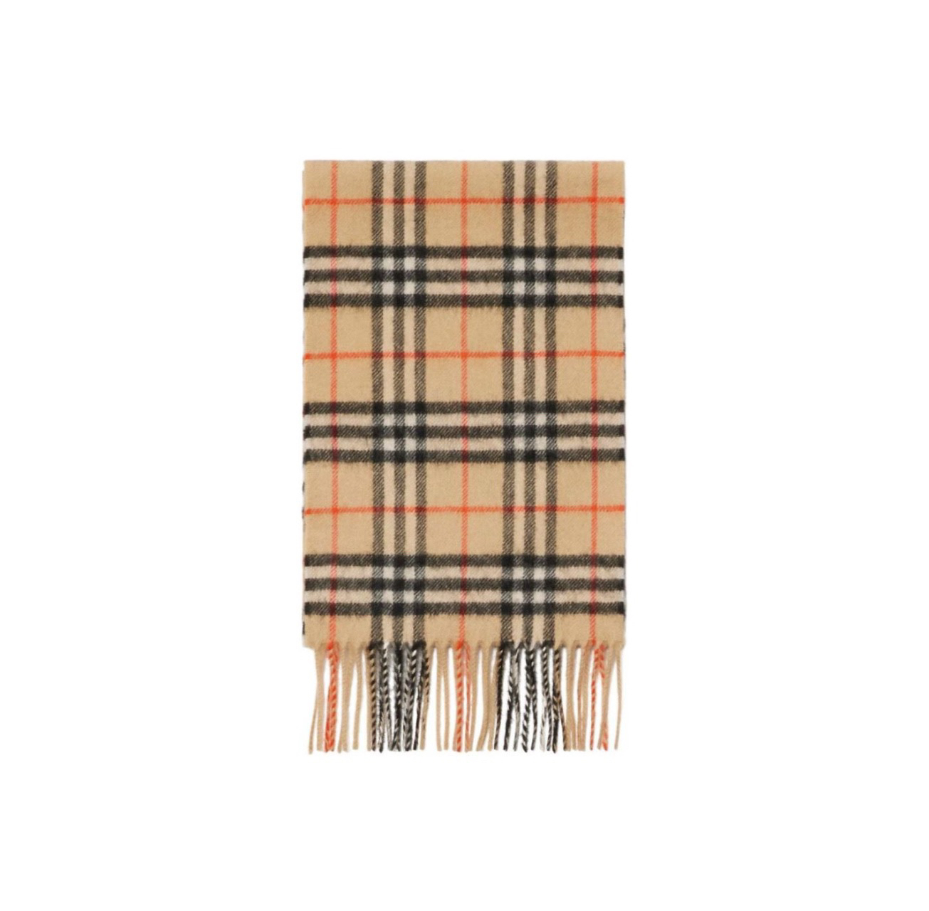 Burberry 巴宝莉 羊绒 格纹满印 Logo 围巾 尺寸：30x148cm
