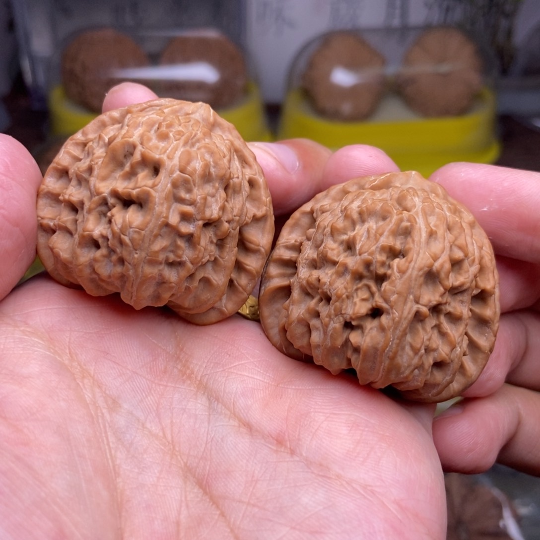 文玩核桃吊坠世**平全品40尺三角白红皮山地展台品