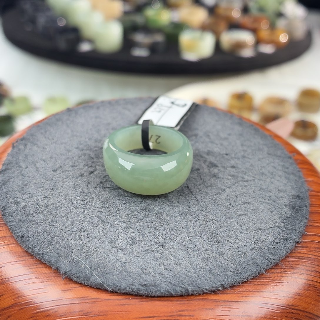 和田玉未镶嵌戒指b16奶蓝馒头16.7