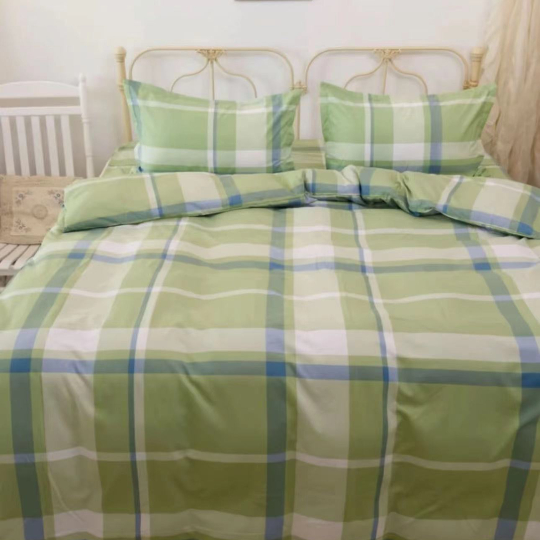 【时尚绿格】双人床单秋冬新款轻奢斜纹格子