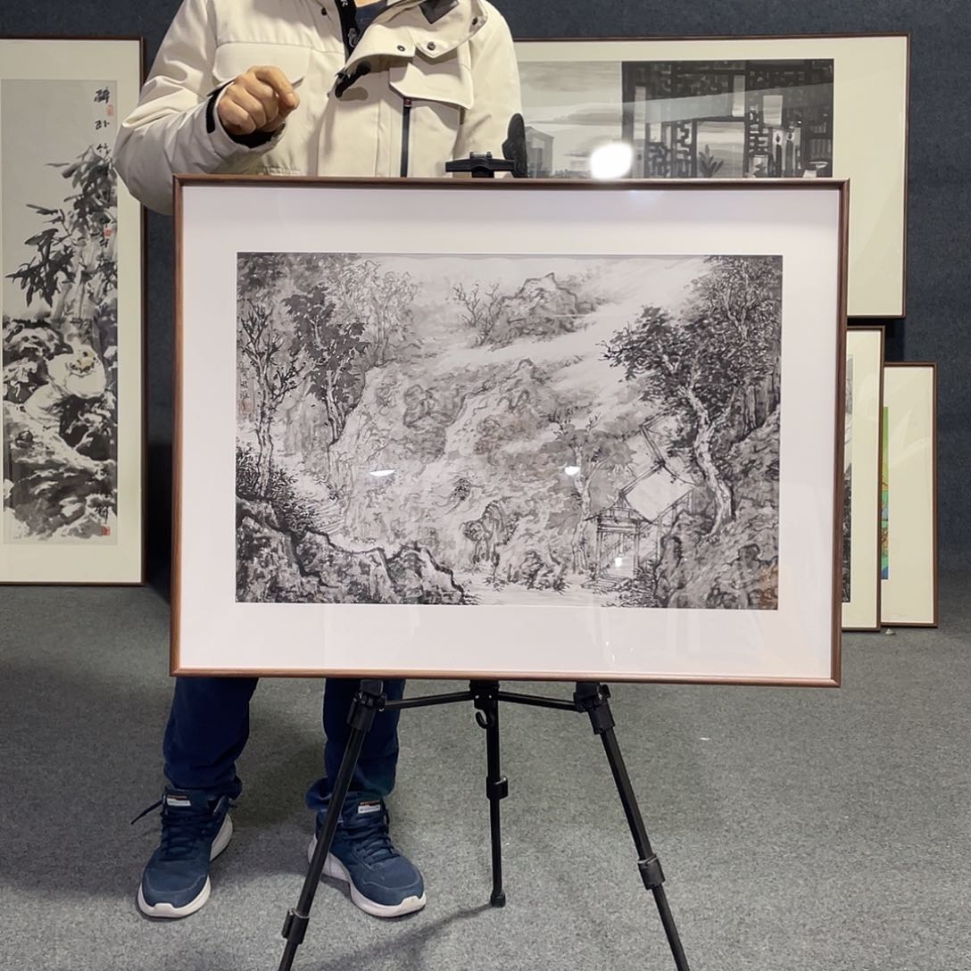 国画手绘画带框发货