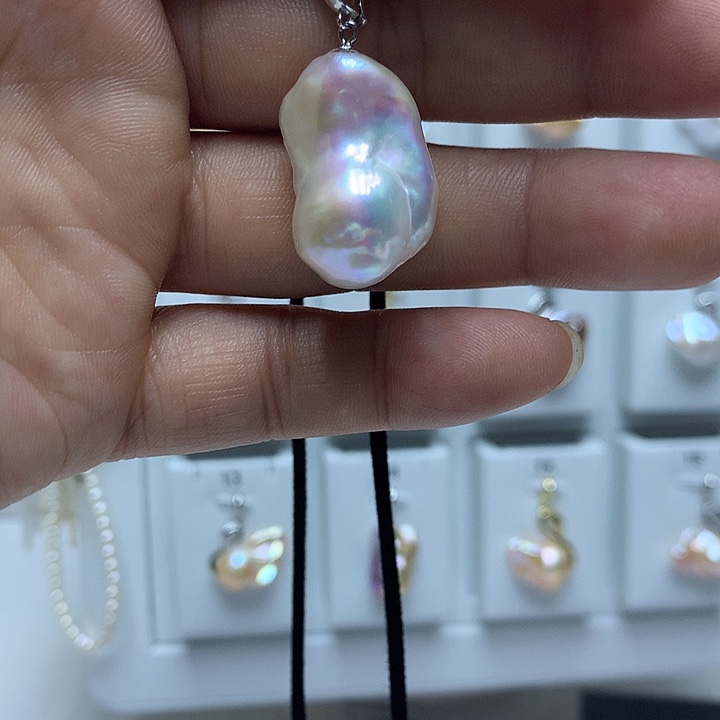 银S925镶嵌巴洛克淡水珍珠