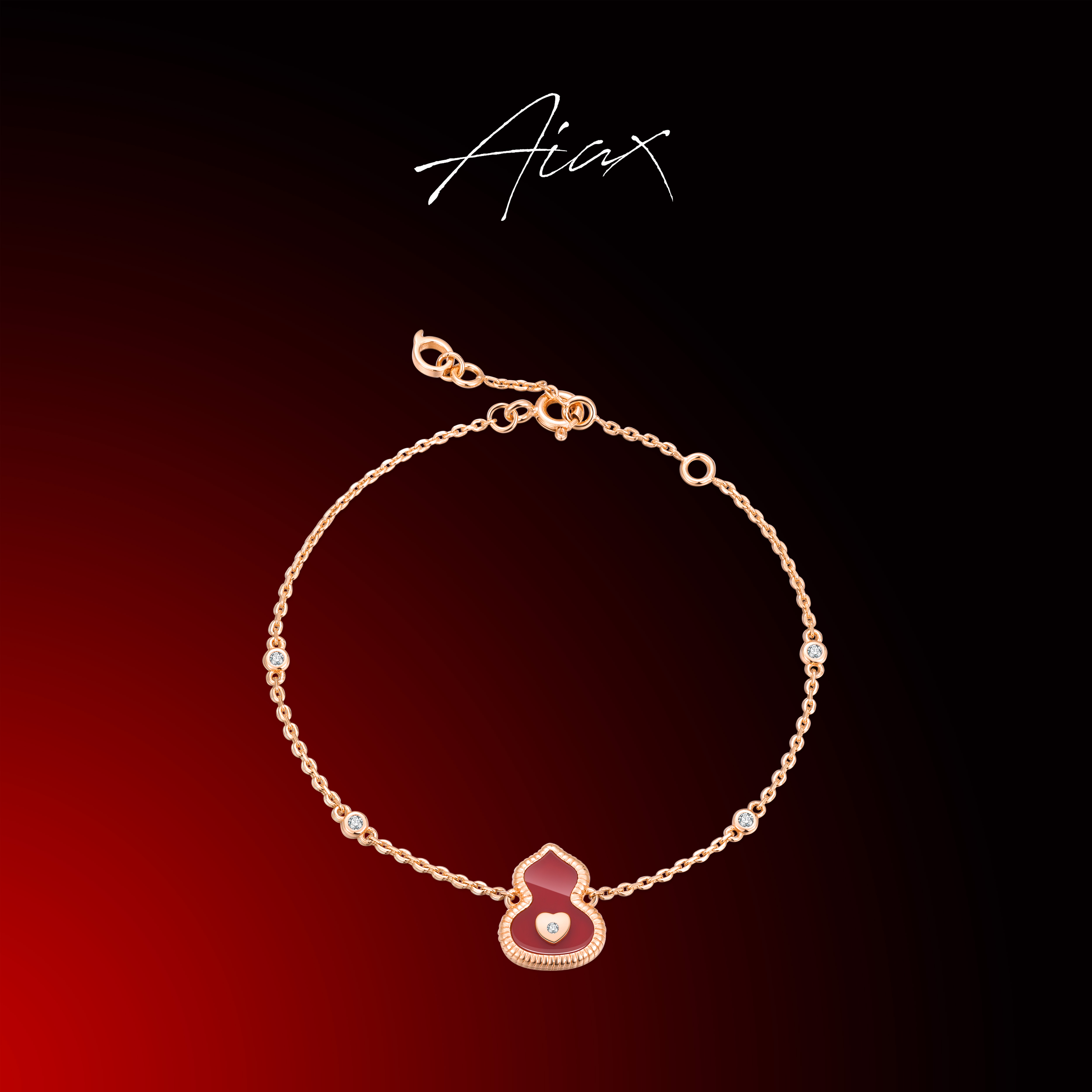 AIAX 925银 镀K金【福禄双叠】福运招财葫芦爱心手链TSS7440