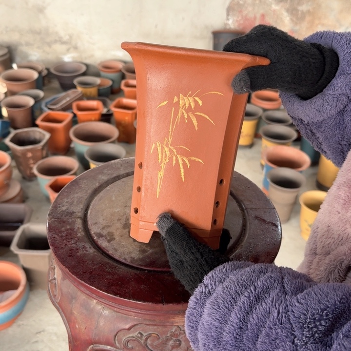 紫砂紫砂花盆口径