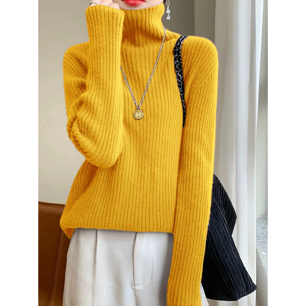 2025毛衣女秋冬款网红款宽松慵懒风套头洋气高领厚毛衣女内搭008